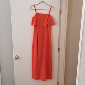 Long linen dress (Ann Taylor) perfect for summer with gold jewelry!